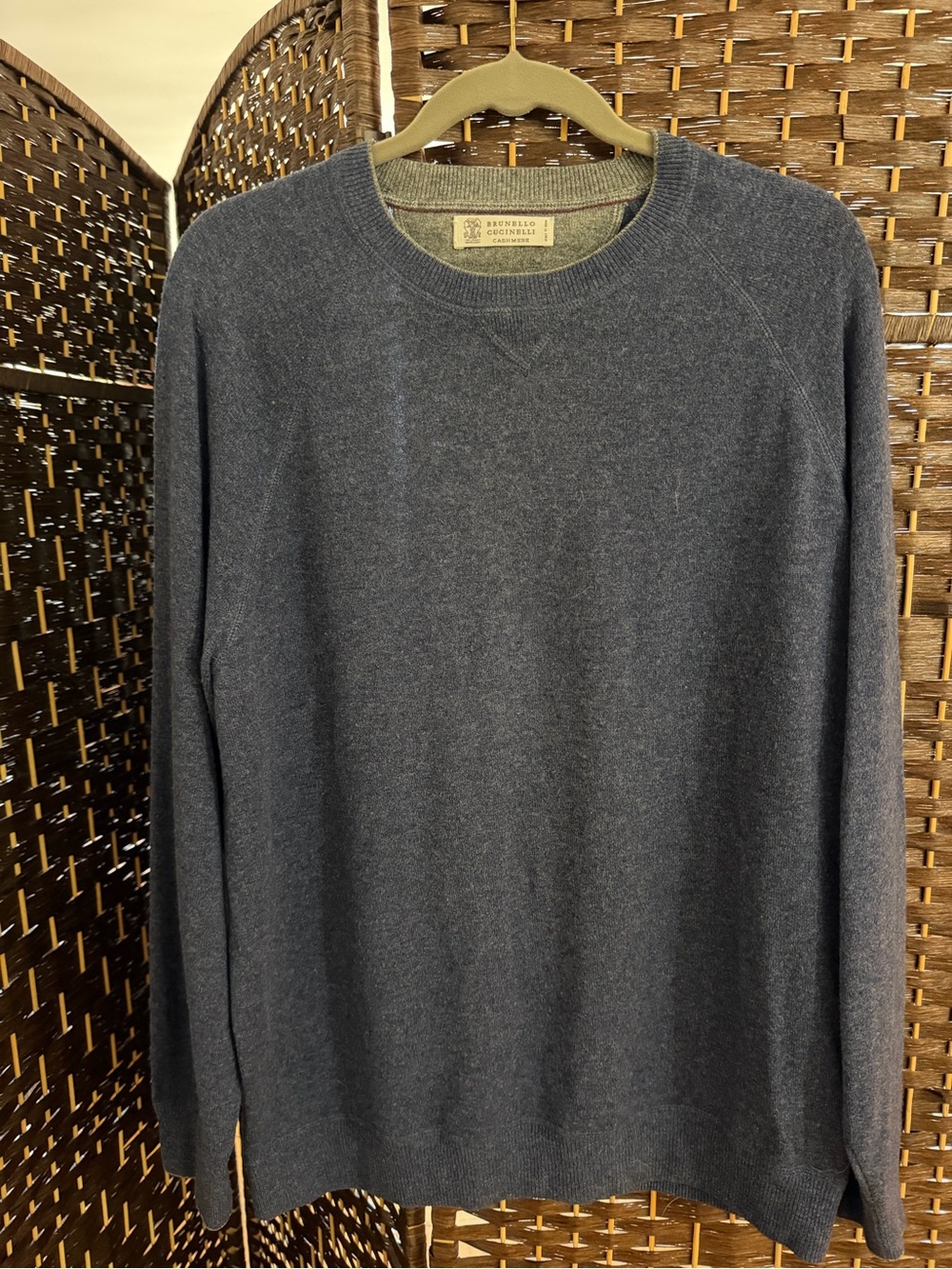 Brunello Cucinelli Men's Crewneck Sweater - Dark Blue size 56